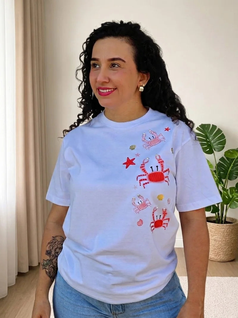 CAMISETA CANGREJO CON PERLAS