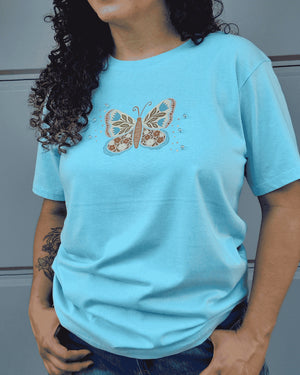 CAMISETA MARIPOSA CON PERLAS